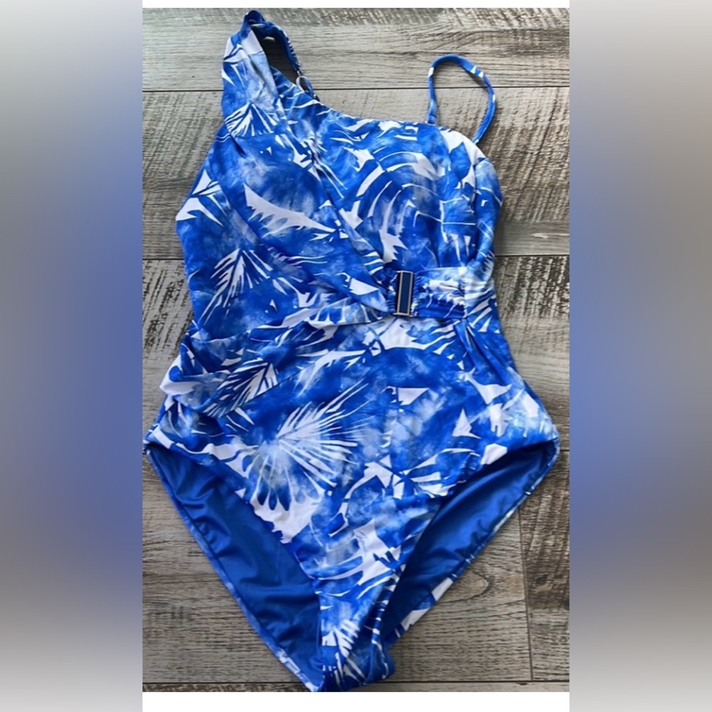 Trina Turk Basque Blue and White One Piece